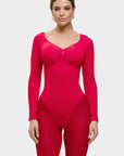 Stefanie Long Sleeve - Sculpting Bodysuit – Seamless Thong, Chest Support & Tummy Control