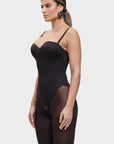 Monica - One-Piece Thong Bodysuit with Underwire, Removable Straps & Abdomen Shaping