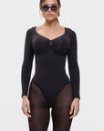 Stefanie Long Sleeve - Sculpting Bodysuit – Seamless Thong, Chest Support & Tummy Control