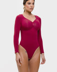 Stefanie Long Sleeve - Sculpting Bodysuit – Seamless Thong, Chest Support & Tummy Control