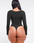 Marcella - Seamless Long Sleeve Thong Bodysuit with Chest Support & Tummy Control