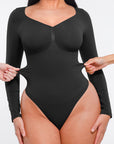 Marcella - Seamless Long Sleeve Thong Bodysuit with Chest Support & Tummy Control - LoveBellaFit