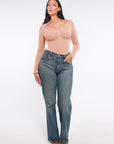 Marcella - Seamless Long Sleeve Thong Bodysuit with Chest Support & Tummy Control