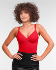 Stefanie Zipper Seamless Plunge Bodysuit – Chest Support and Inner Clips