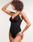 Stefanie Zipper Seamless Plunge Bodysuit – Chest Support and Inner Clips