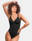 Stefanie Zipper Seamless Plunge Bodysuit – Chest Support and Inner Clips