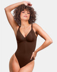 Stefanie Zipper Seamless Plunge Bodysuit – Chest Support and Inner Clips