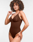 Stefanie Zipper Seamless Plunge Bodysuit – Chest Support and Inner Clips