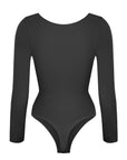 Marcella - Seamless Long Sleeve Thong Bodysuit with Chest Support & Tummy Control - Bella Fit USBlackXS