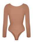Marcella - Seamless Long Sleeve Thong Bodysuit with Chest Support & Tummy Control - Bella Fit USBlackXS