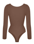 Marcella - Seamless Long Sleeve Thong Bodysuit with Chest Support & Tummy Control - Bella Fit USBlackXS