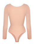 Marcella - Seamless Long Sleeve Thong Bodysuit with Chest Support & Tummy Control - Bella Fit USBlackXS