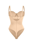 Monica - One - Piece Thong Bodysuit with Underwire, Removable Waist Straps & Abdomen Shaping - Bella Fit USBeigeS