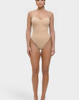 Monica - One-Piece Thong Bodysuit with Underwire, Removable Straps & Abdomen Shaping