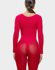 Stefanie Long Sleeve - Sculpting Bodysuit – Seamless Thong, Chest Support & Tummy Control