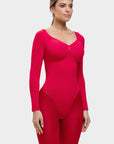 Stefanie Long Sleeve - Sculpting Bodysuit – Seamless Thong, Chest Support & Tummy Control