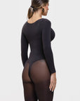 Stefanie Long Sleeve - Sculpting Bodysuit – Seamless Thong, Chest Support & Tummy Control