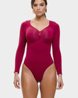 Stefanie Long Sleeve - Sculpting Bodysuit – Seamless Thong, Chest Support & Tummy Control