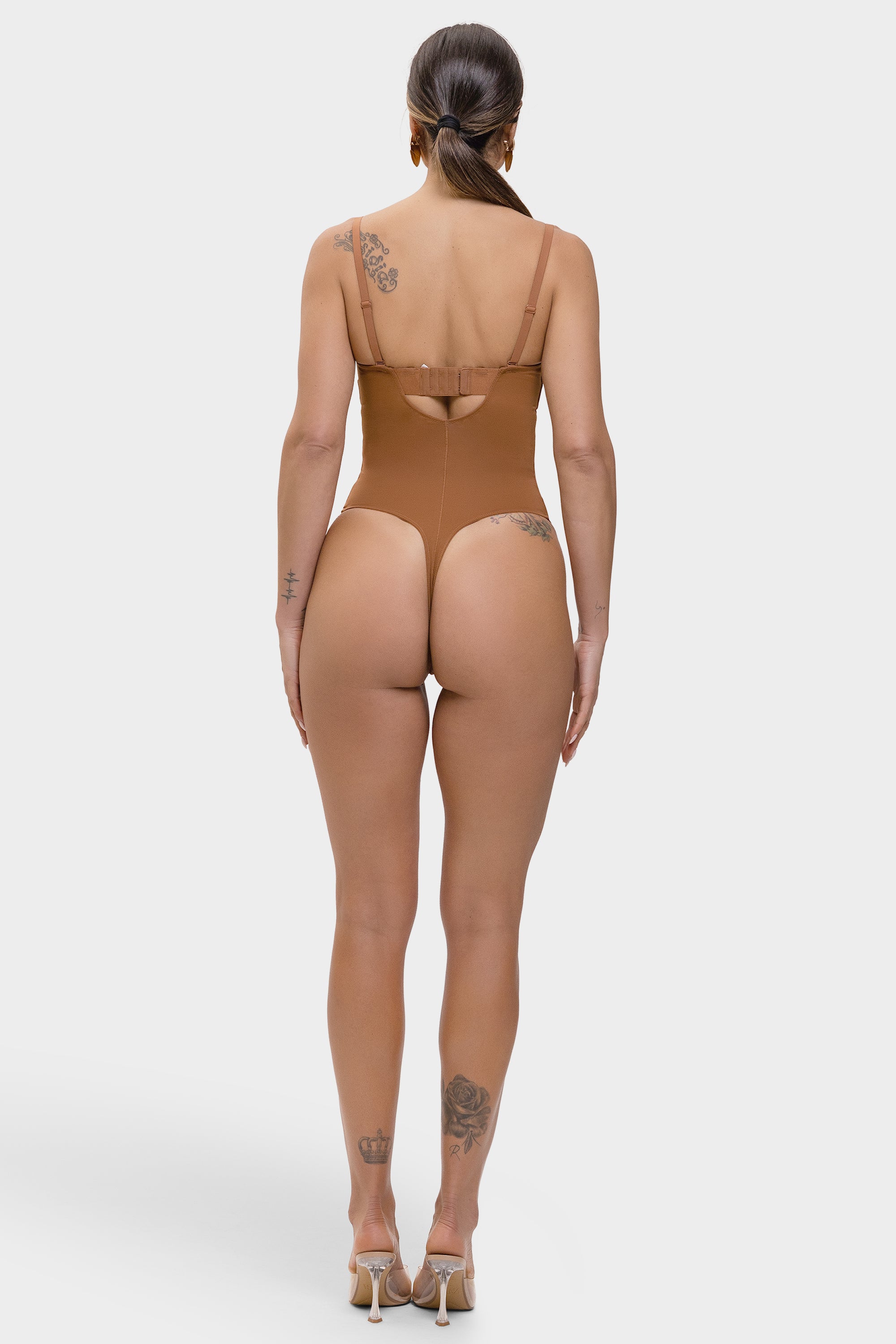 Monica - One-Piece Thong Bodysuit with Underwire, Removable Straps &amp; Abdomen Shaping