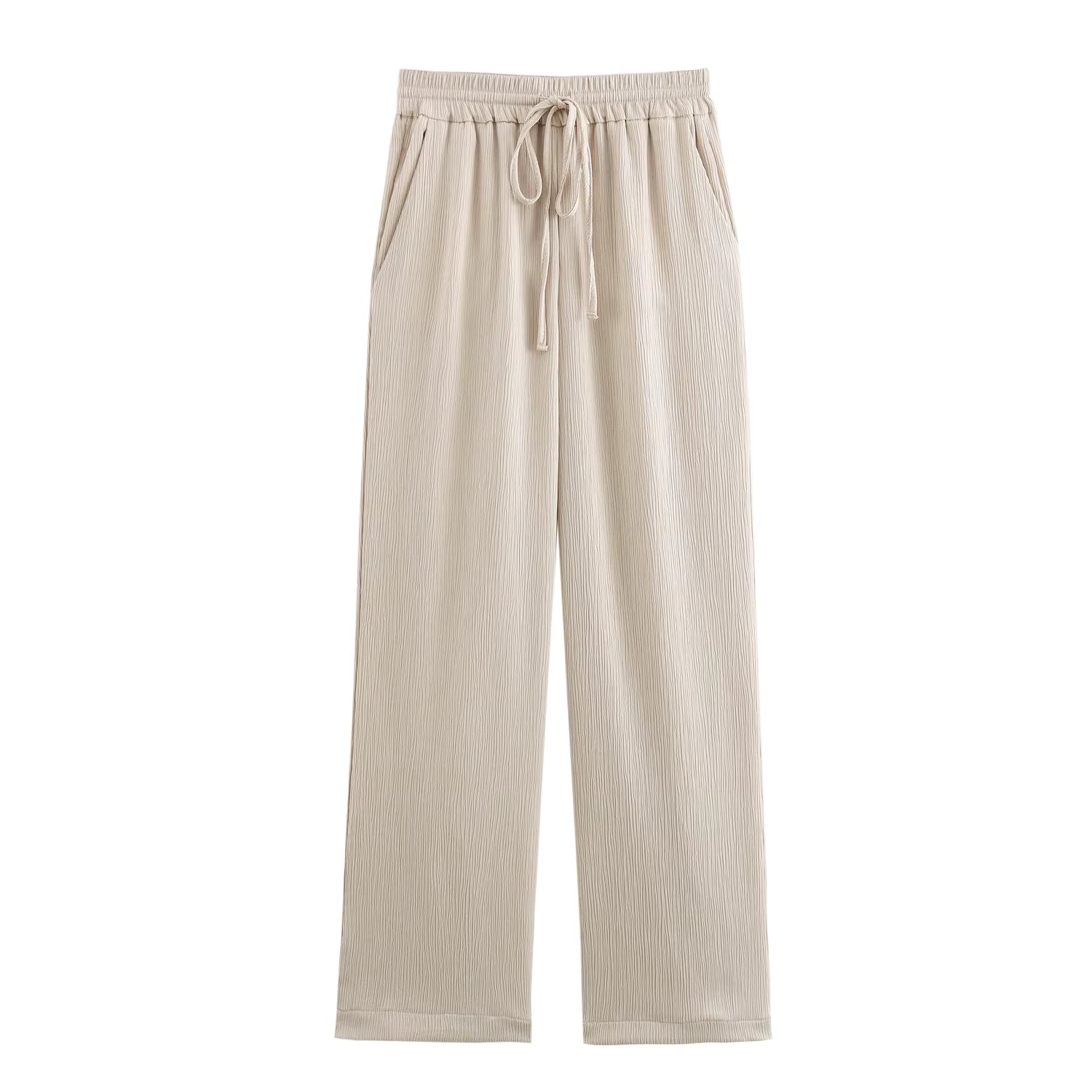 Women’s 2-Piece Elegant Crinkle Blazer &amp; Wide-Leg Pants Set