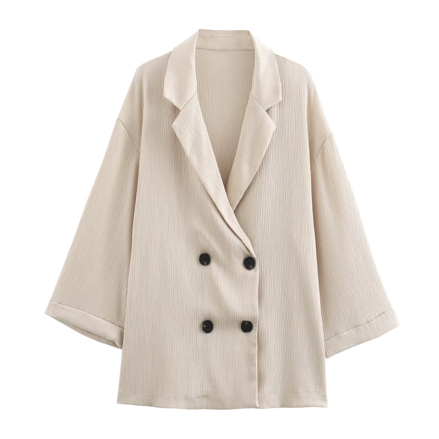 Women’s 2-Piece Elegant Crinkle Blazer &amp; Wide-Leg Pants Set