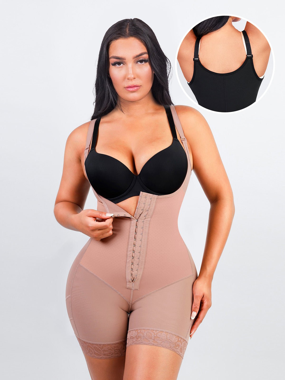 Felicia Short Powernet® - Core Sculpt Open Bust Shaping Bodysuit - Bella Fit USSBeige
