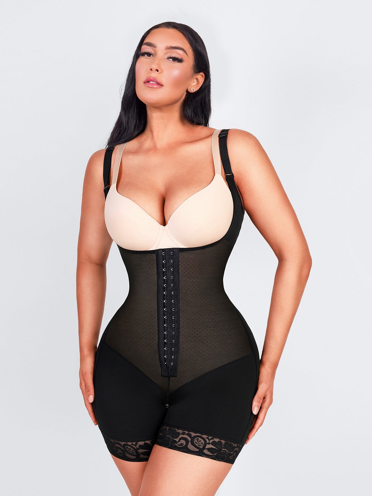Felicia Short Powernet® - Core Sculpt Open Bust Shaping Bodysuit - Bella Fit USSBlack