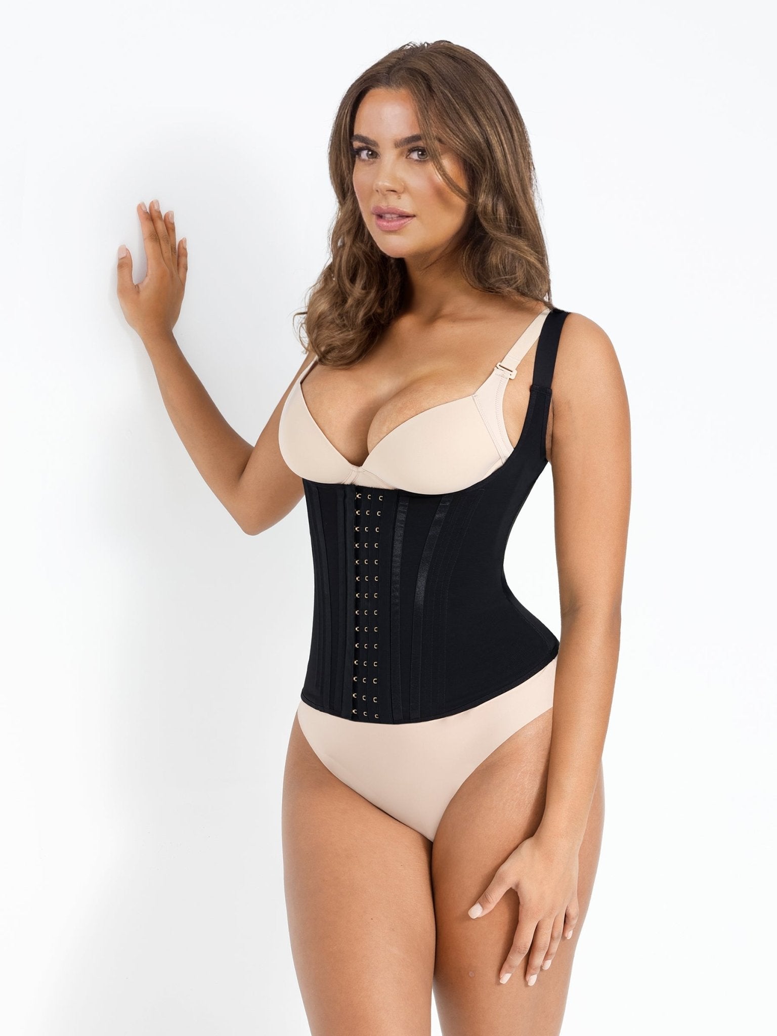 Gabriella - 15 Steel Bone U-shaped Chest Support Waist Trainer Vest - Bella Fit USXXSBlack