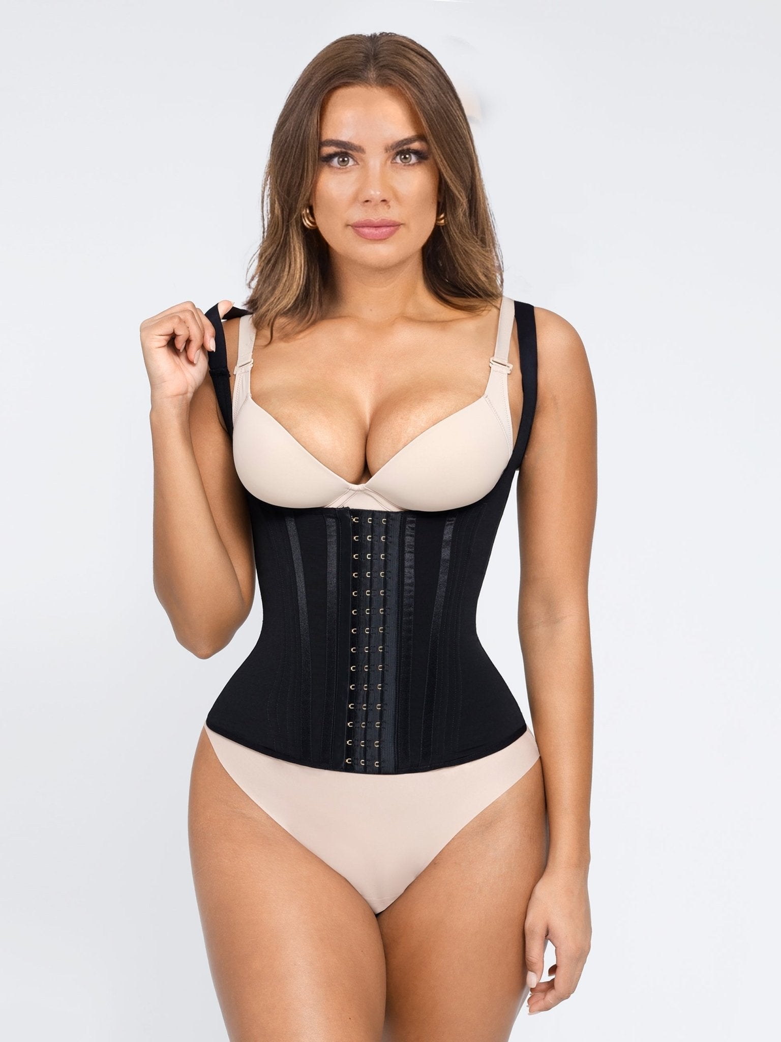 Gabriella - 15 Steel Bone U-shaped Chest Support Waist Trainer Vest - Bella Fit USXXSBlack