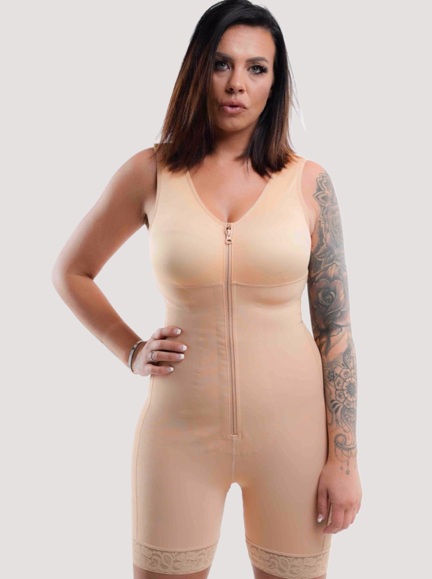 Jennifer - Full Coverage Sculpting Bodysuit Shaper - Bella Fit USSBeige