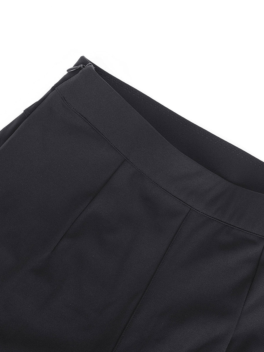 Larisa - Waist Trimming Straight-leg Pants with Built-in Shaping Shorts - Bella Fit USSBlack