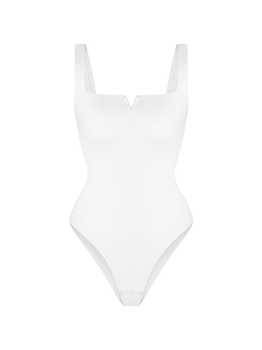 Lilou - Square Collar Bodysuit - Bella Fit USSWhite