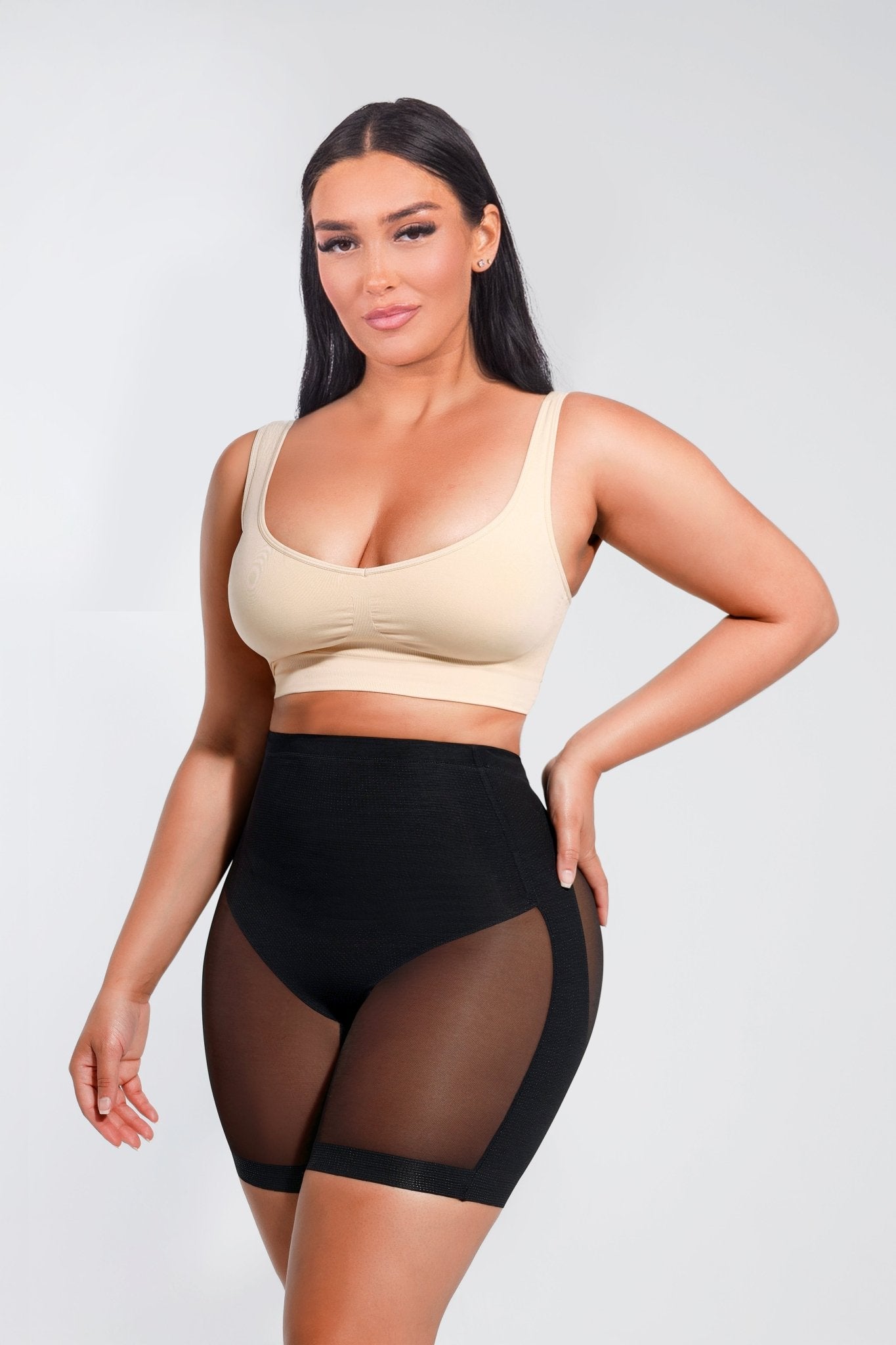 Madison - Tummy Slimming Low Back Mesh Butt Lifter - Bella Fit USXSBlack