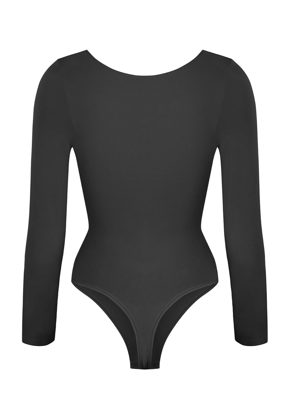 Marcella - Seamless Long Sleeve Thong Bodysuit with Chest Support &amp; Tummy Control - Bella Fit USBlackXS