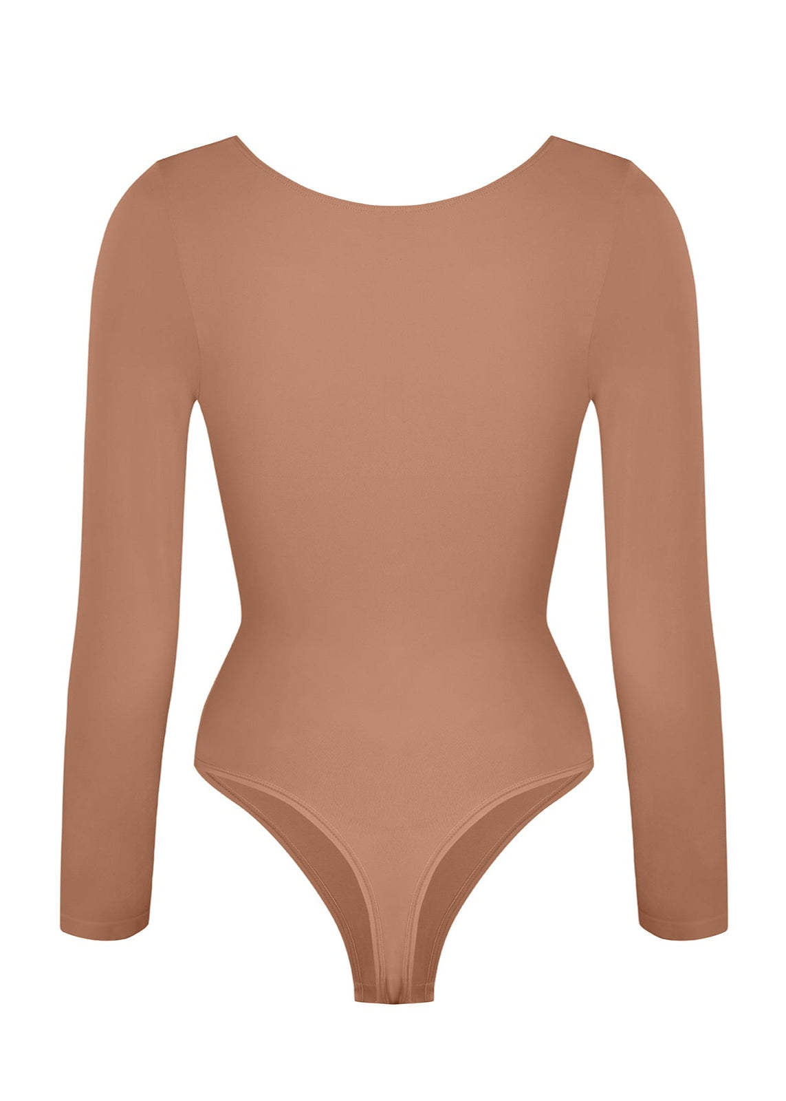 Marcella - Seamless Long Sleeve Thong Bodysuit with Chest Support &amp; Tummy Control - Bella Fit USBlackXS