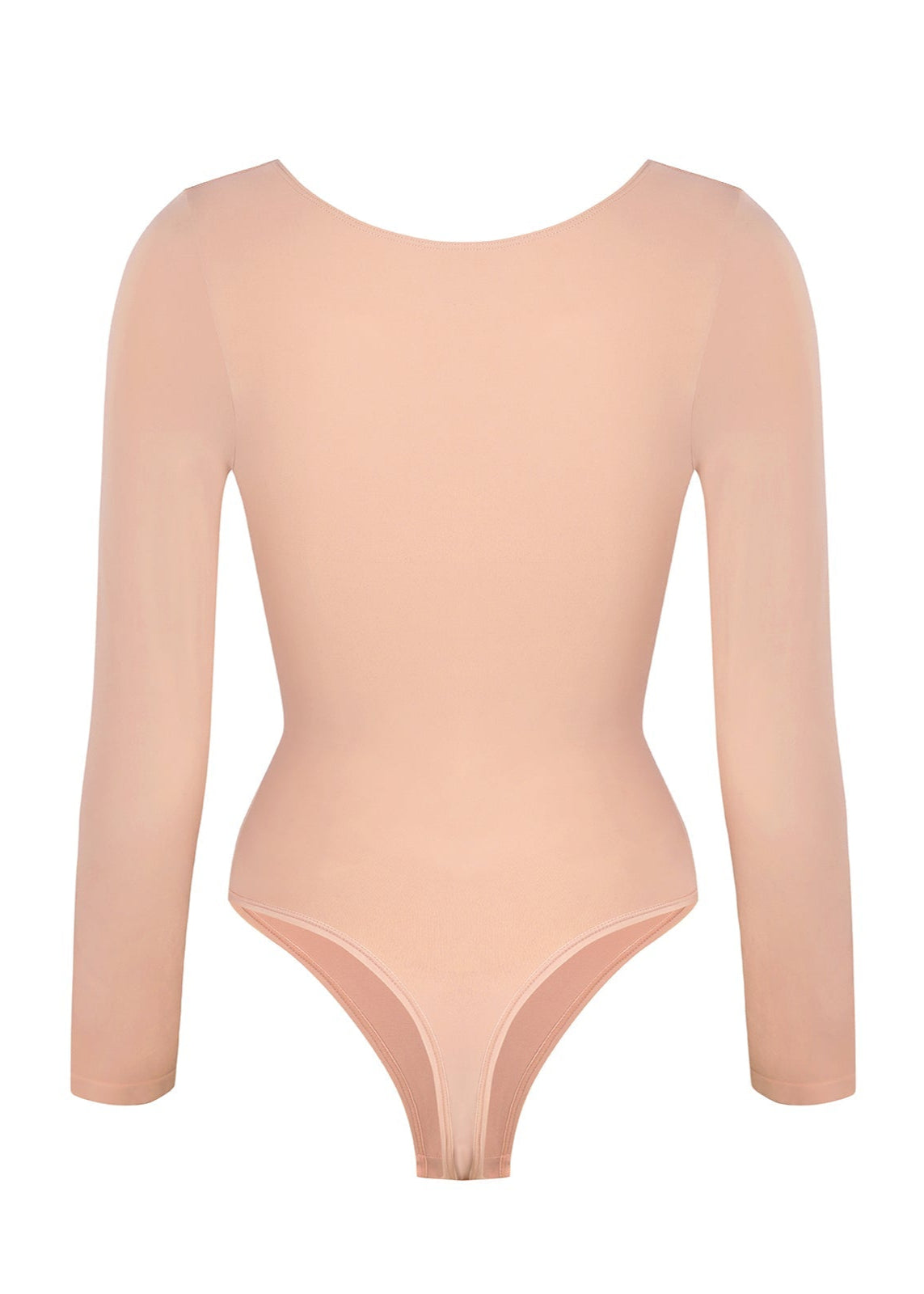 Marcella - Seamless Long Sleeve Thong Bodysuit with Chest Support &amp; Tummy Control - Bella Fit USBlackXS
