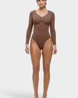 Stefanie Long Sleeve - Sculpting Bodysuit – Seamless Thong, Chest Support & Tummy Control
