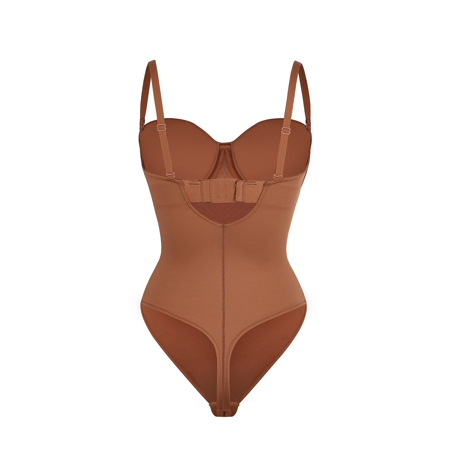 Monica - One - Piece Thong Bodysuit with Underwire, Removable Waist Straps &amp; Abdomen Shaping - Bella Fit USBrownS