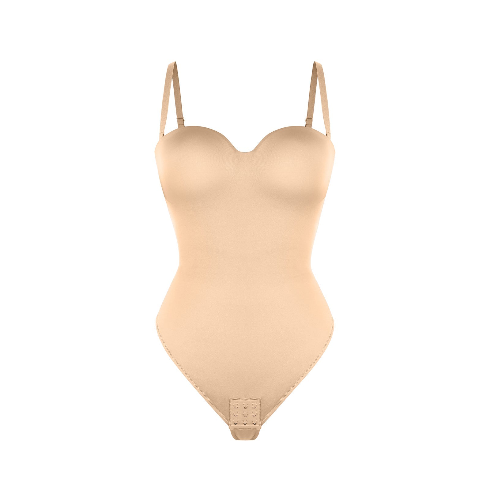 Monica - One - Piece Thong Bodysuit with Underwire, Removable Waist Straps &amp; Abdomen Shaping - Bella Fit USBeigeS
