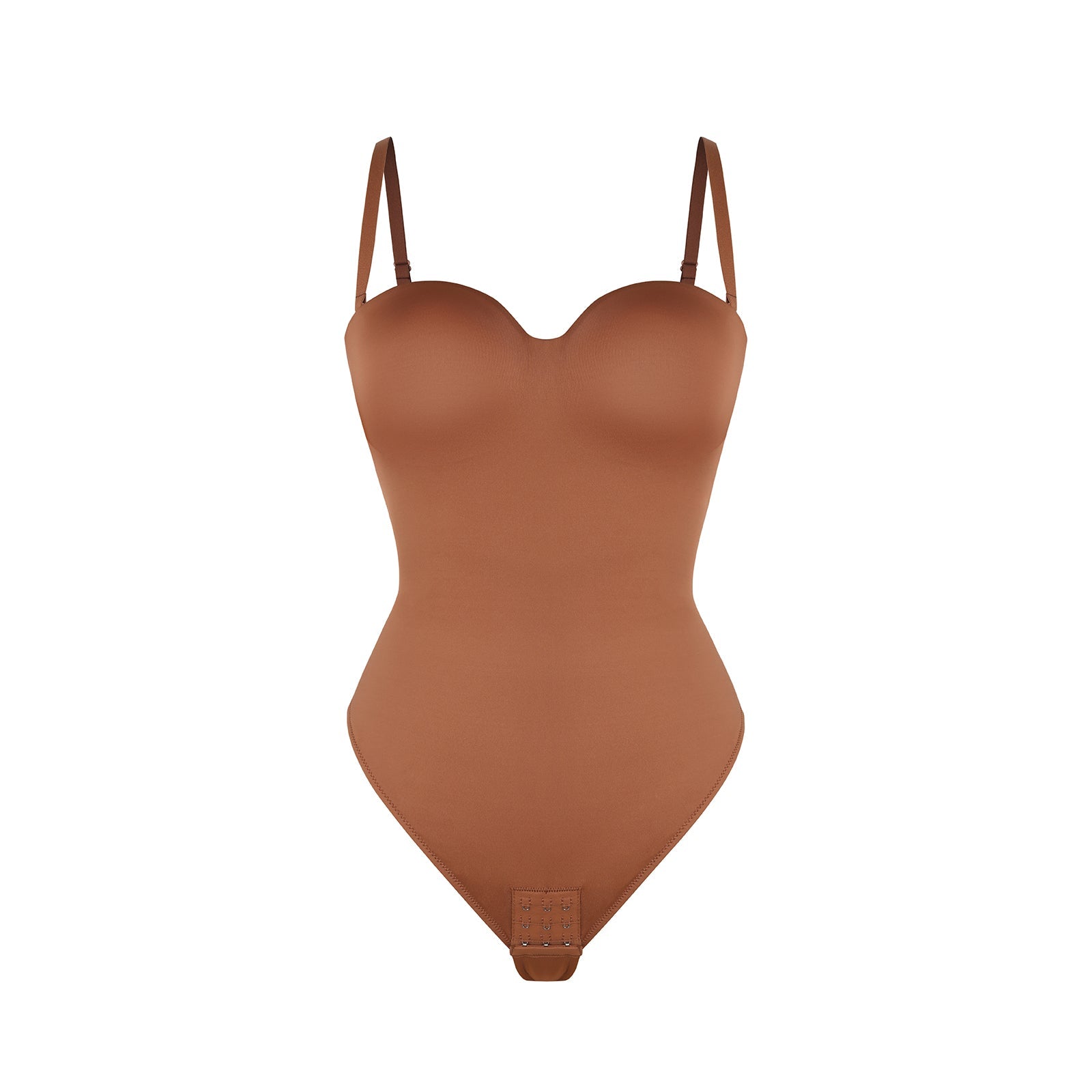 Monica - One - Piece Thong Bodysuit with Underwire, Removable Waist Straps &amp; Abdomen Shaping - Bella Fit USBrownS