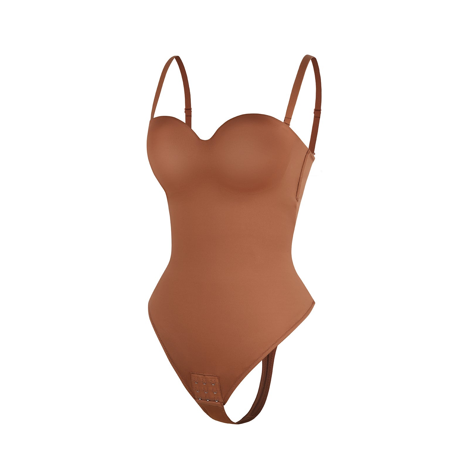 Monica - One - Piece Thong Bodysuit with Underwire, Removable Waist Straps &amp; Abdomen Shaping - Bella Fit USBrownS
