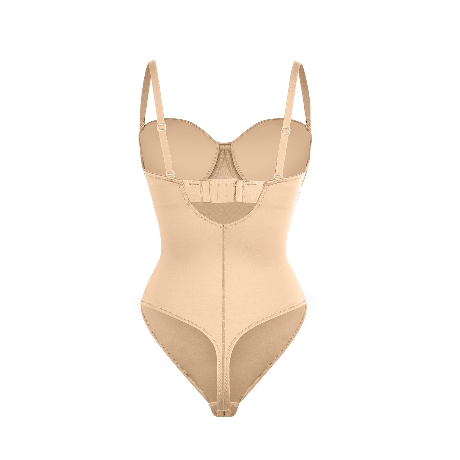 Monica - One - Piece Thong Bodysuit with Underwire, Removable Waist Straps &amp; Abdomen Shaping - Bella Fit USBeigeS
