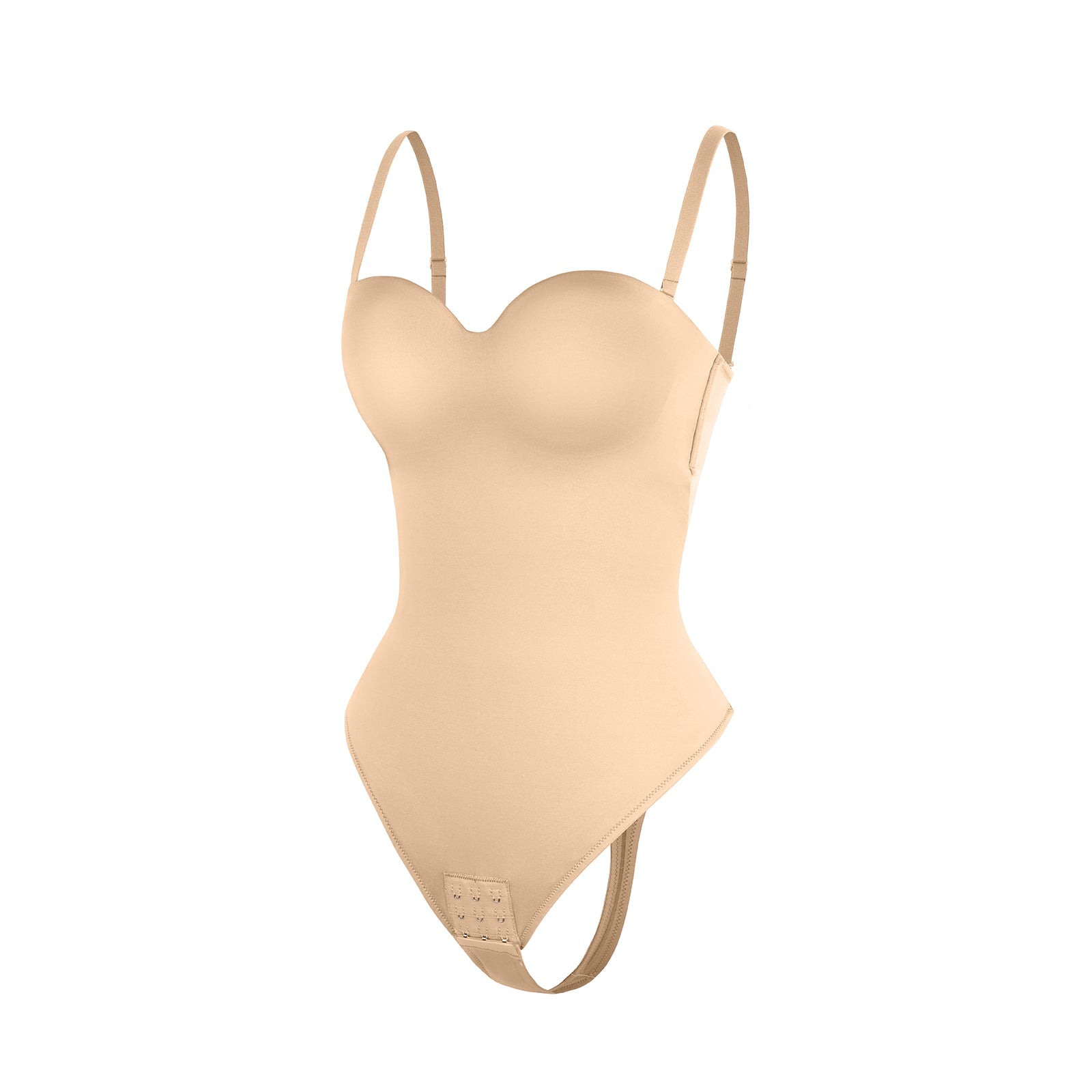 Monica - One - Piece Thong Bodysuit with Underwire, Removable Waist Straps &amp; Abdomen Shaping - Bella Fit USBeigeS
