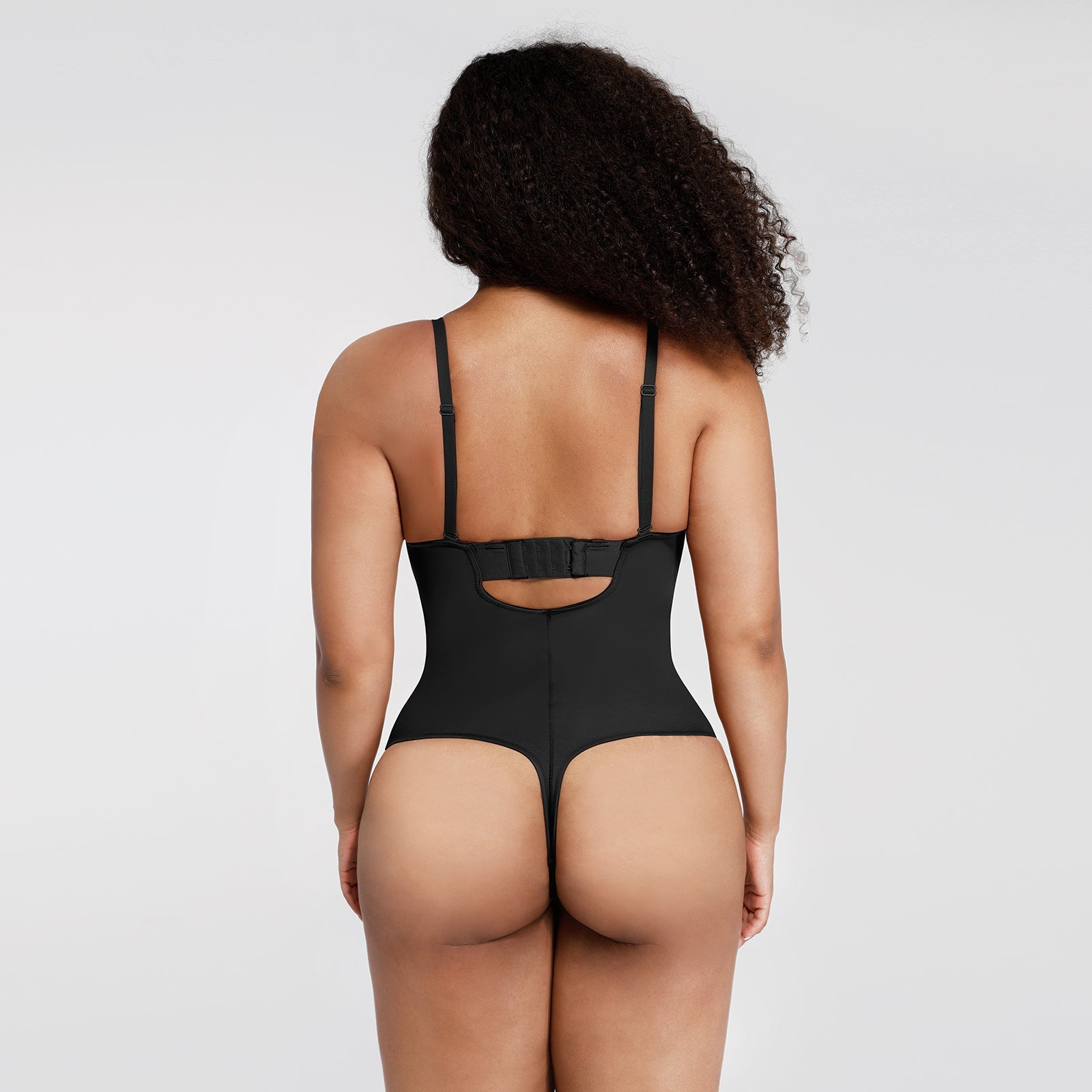 Monica - One - Piece Thong Bodysuit with Underwire, Removable Waist Straps & Abdomen Shaping - Bella Fit USBlackS