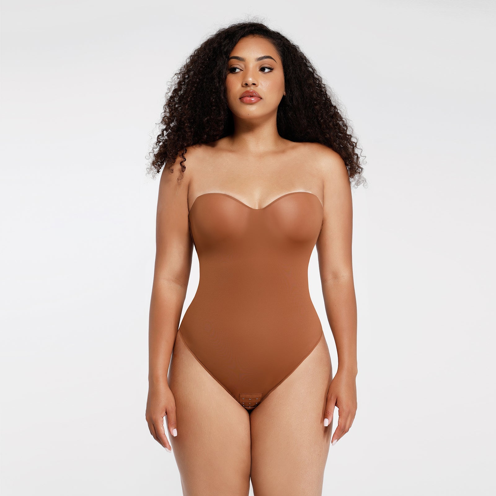 Monica - One - Piece Thong Bodysuit with Underwire, Removable Waist Straps & Abdomen Shaping - Bella Fit USBrownS