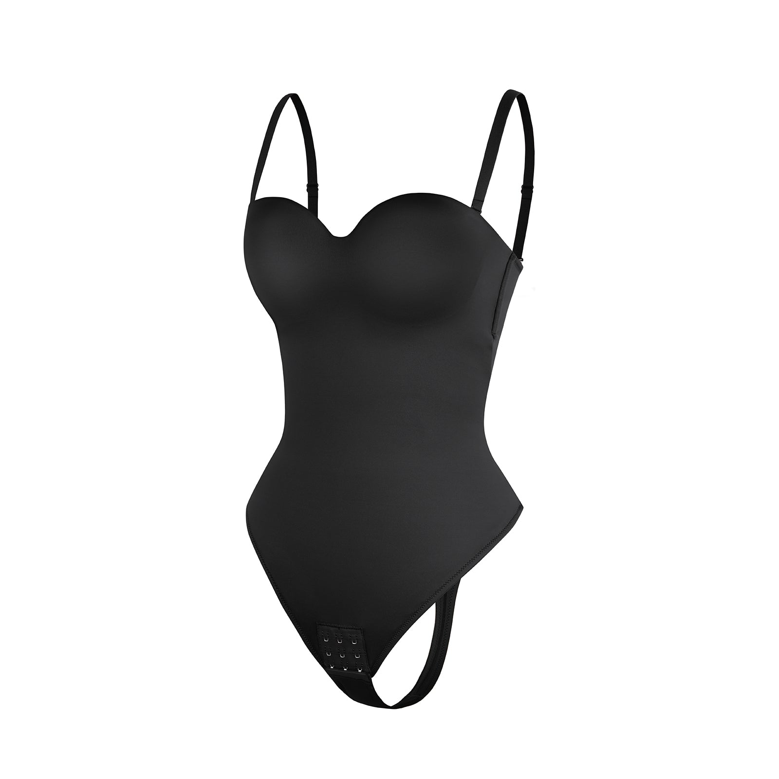 Monica - One - Piece Thong Bodysuit with Underwire, Removable Waist Straps &amp; Abdomen Shaping - Bella Fit USBlackS