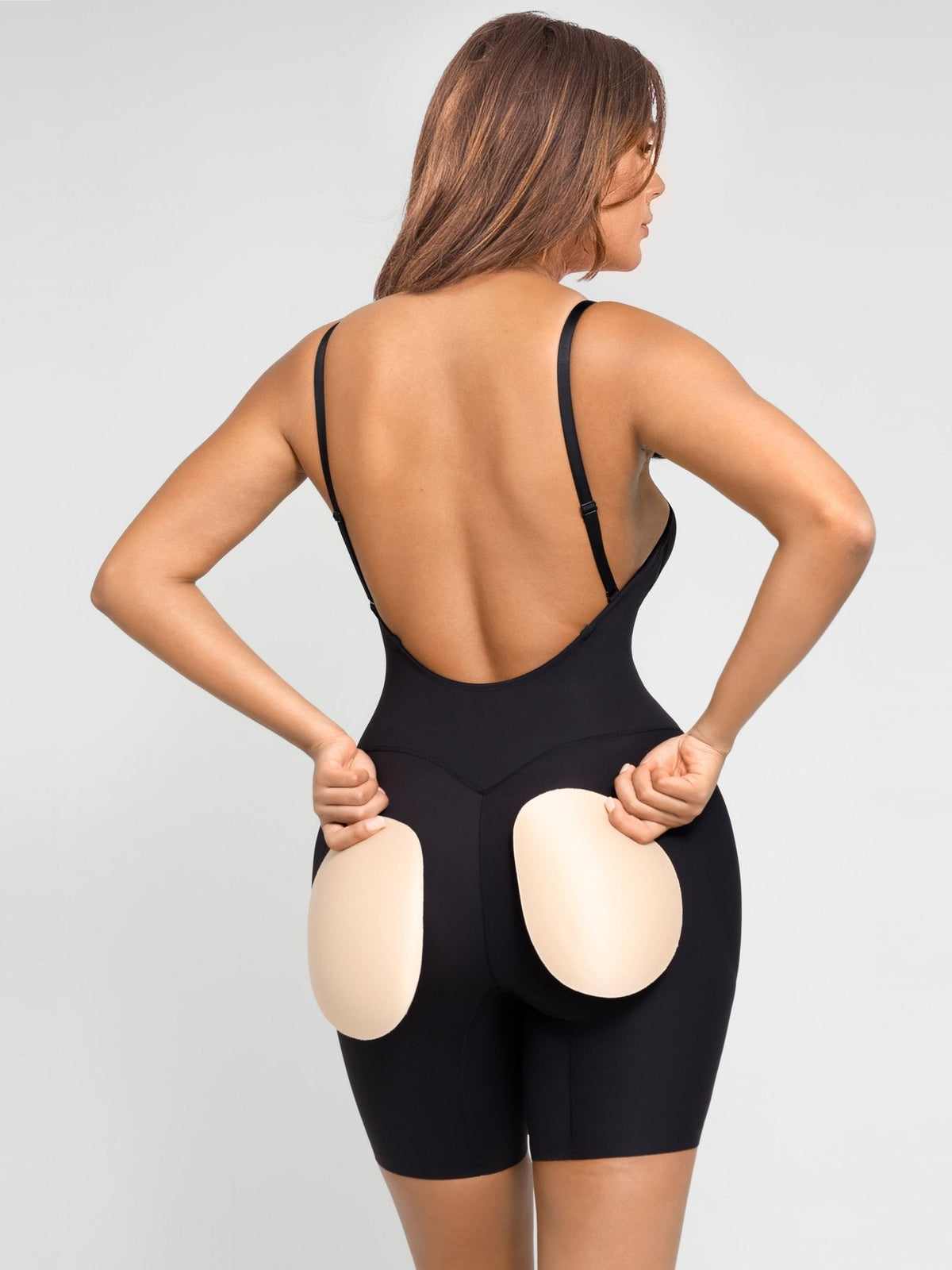 SHAPERX Shapewear bodysuit, buikweg, strapless body voor dames, vormende bodyshaper, naadloos, sculpting, tanga met verstelbare schouderriem, L-XL