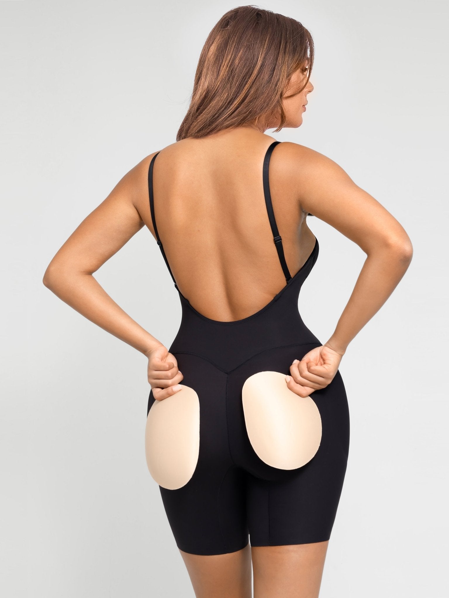 Nadia - Bodyshaper with Low Back and Removable Pads - Bella Fit USBlackXS