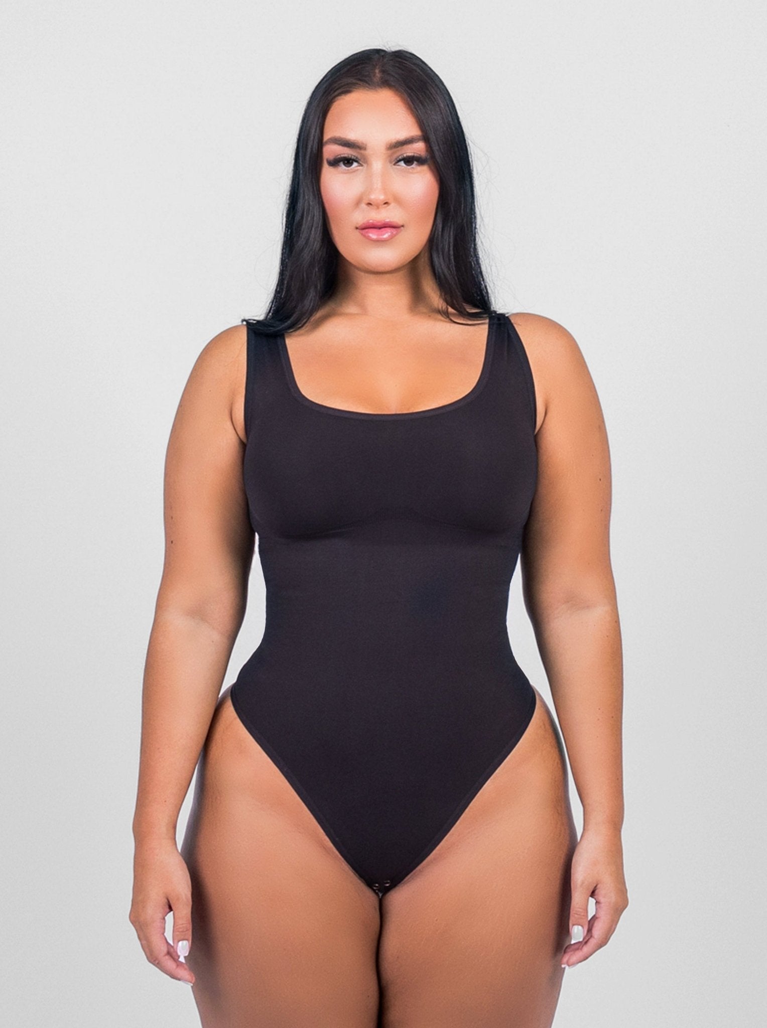 Olivia - Shaping Scoop Tank Thong Bodysuit - Bella Fit USXS/SBlack