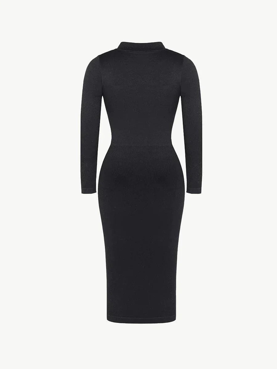 Raven - Shapewear Dress Front Button Collar - Bella Fit USXS/SBlack
